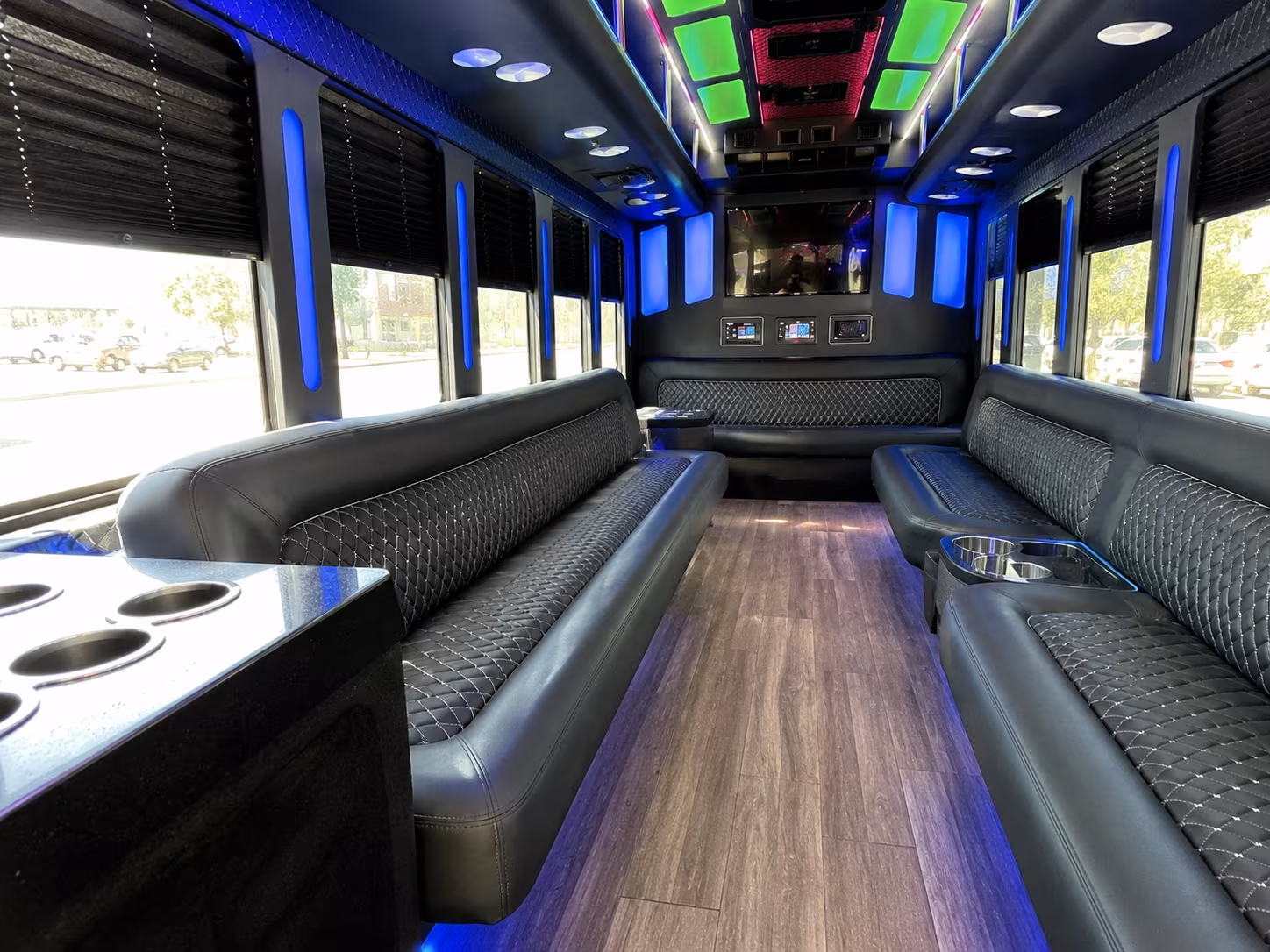 fairfield 15 passenger party bus inside