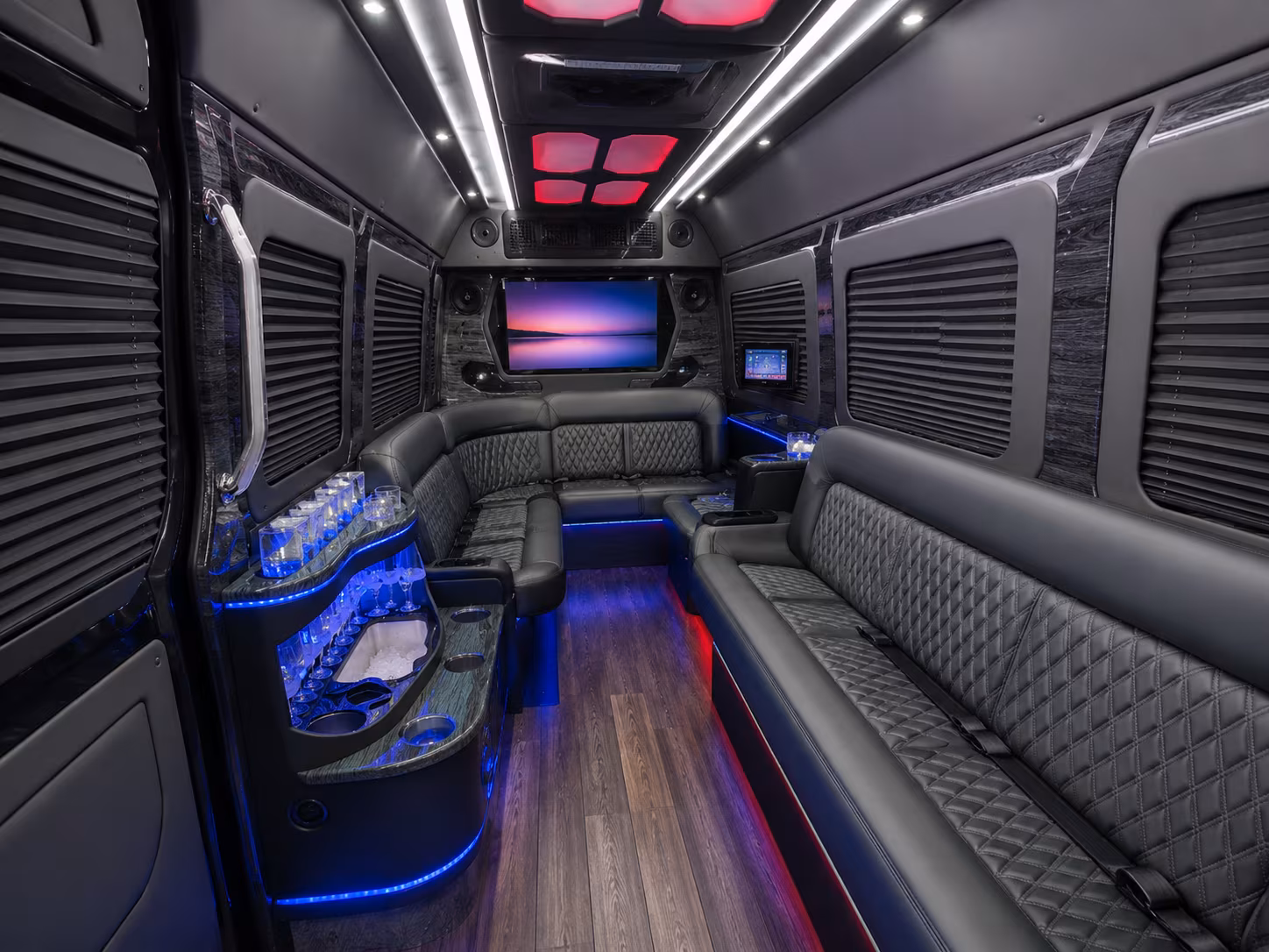 fairfield 15 passenger party bus interior