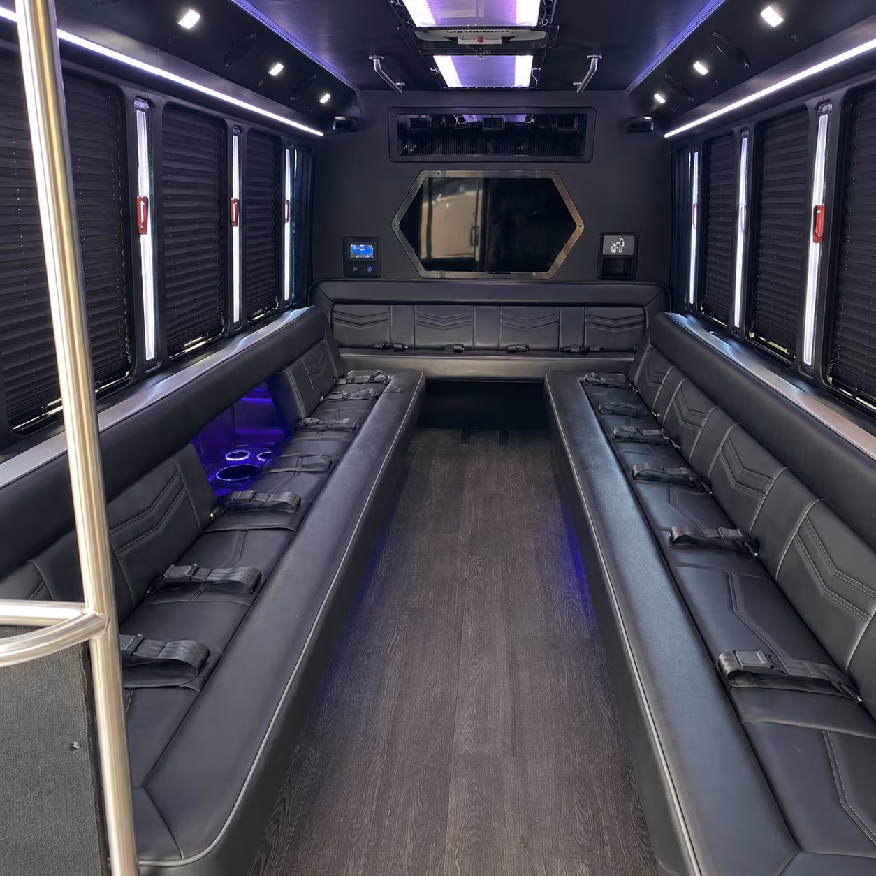 fairfield 18 passenger party bus interior