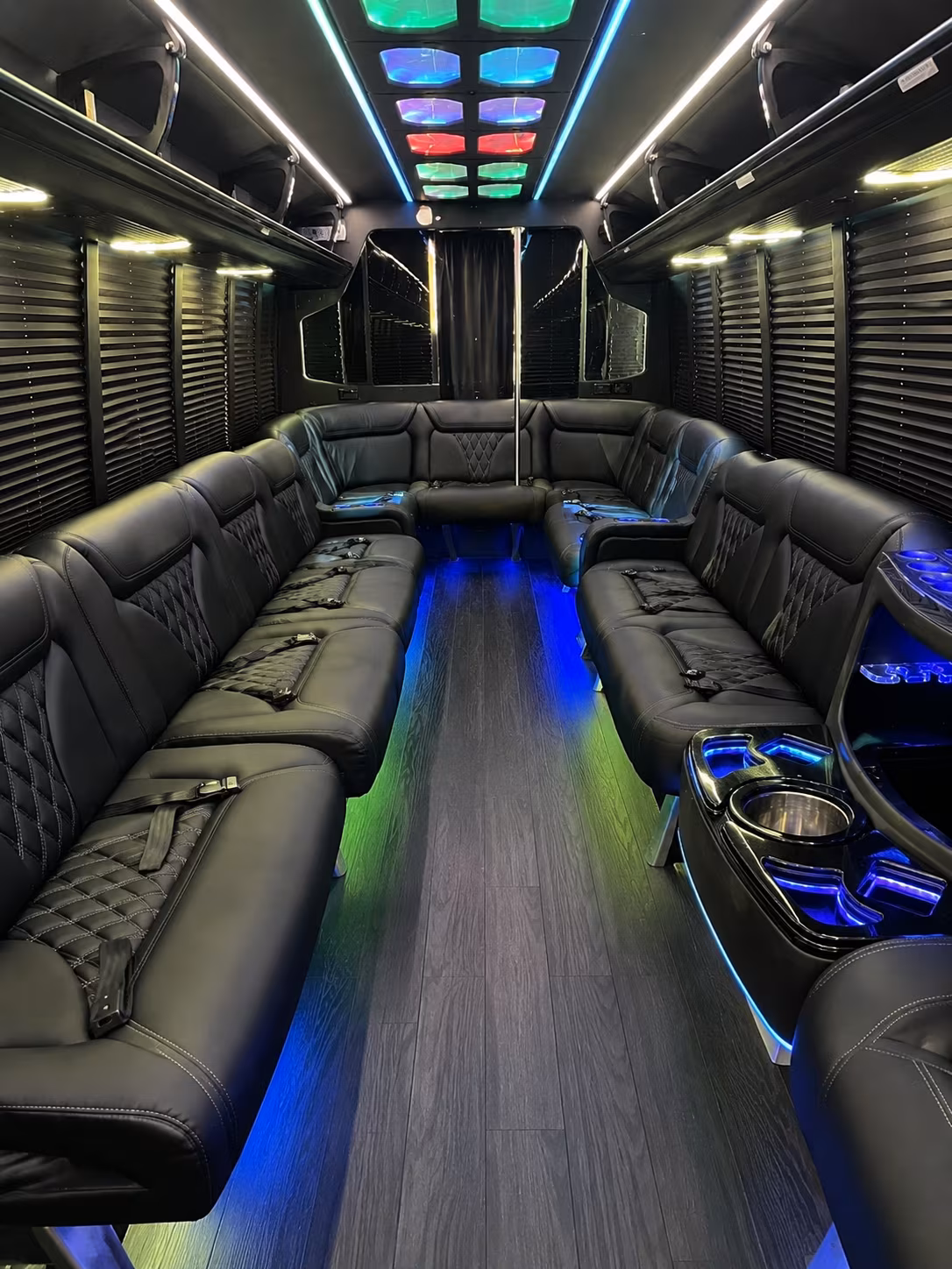 fairfield 20 passenger party bus interior