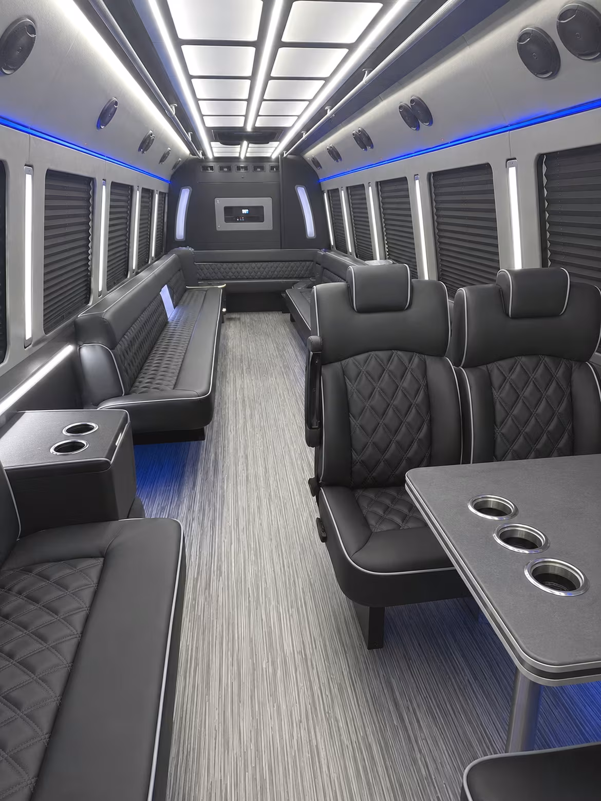 fairfield 25 passenger party bus inside