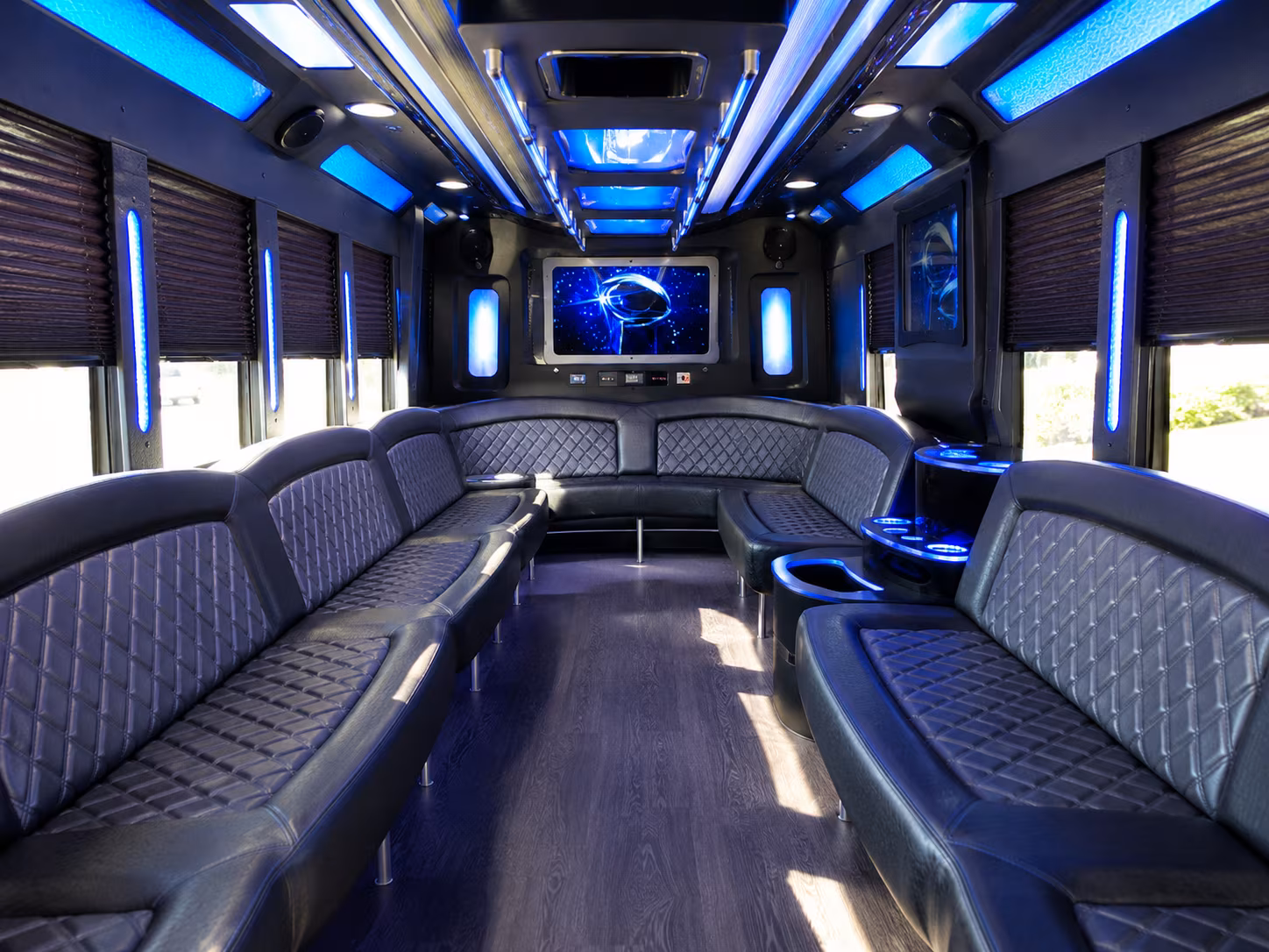 fairfield 28 passenger party bus inside