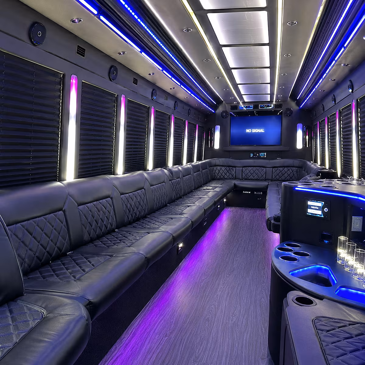 fairfield 30 passenger party bus inside