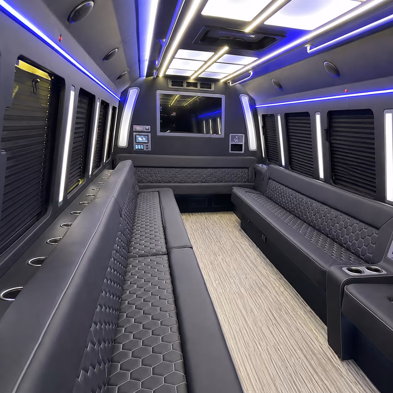 fairfield 40 passenger party bus inside