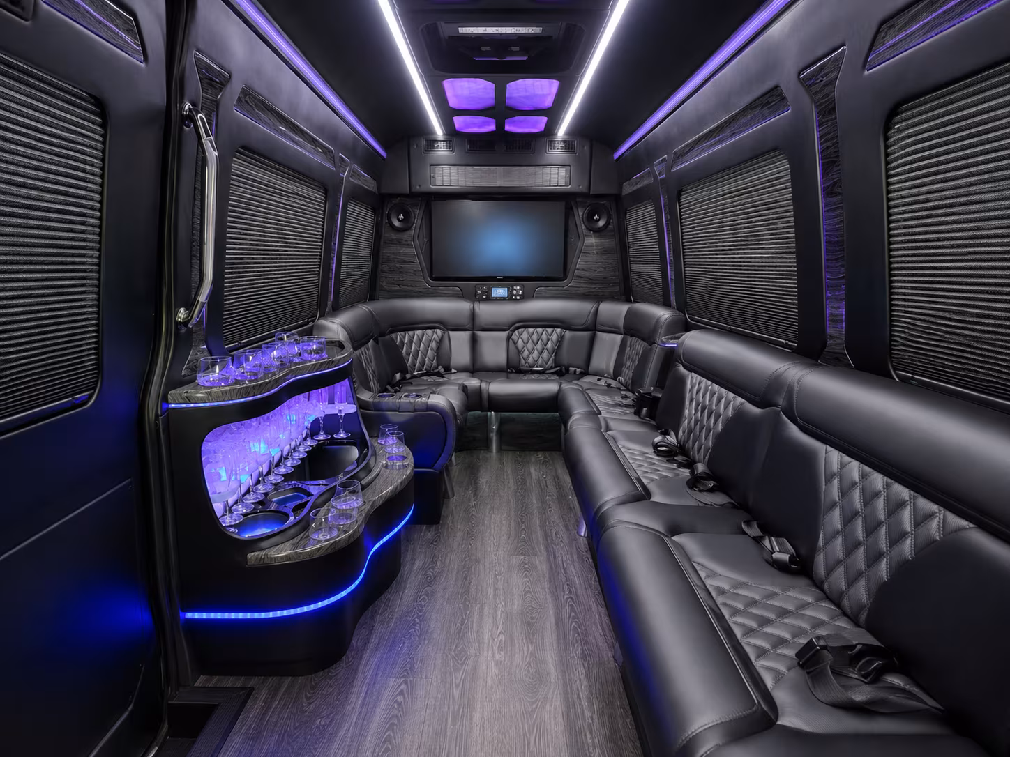 fairfield 50 passenger party bus inside